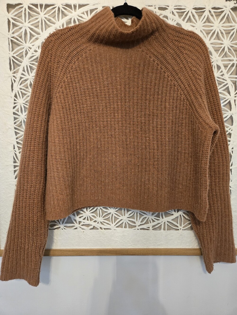 360 Cashmere Brown Mock Neck Sweater 100% Cashmere Size Small